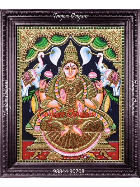 Gold Border Gajalakshmi Tanjore Painting